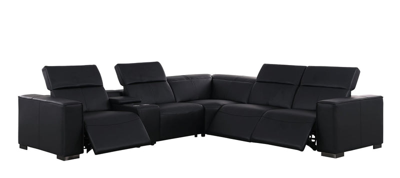 1208 - 6-Piece L-Shaped Leather Reclining Sectional With 3 Power Recliners