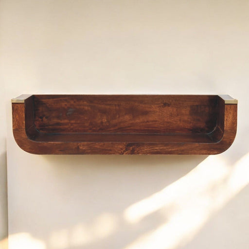 Indira - Floating Console Table - Walnut - R&R Furniture Gallery (Fountain Valley, CA)