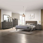 Valdemar - Queen Bed - Brown Fabric & Weathered Gray - R&R Furniture Gallery (Fountain Valley, CA)