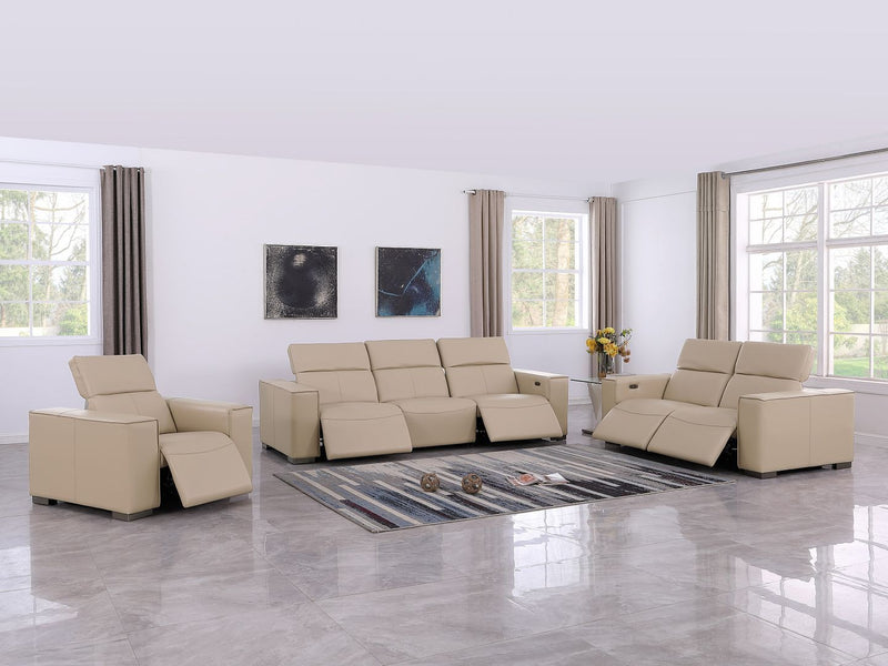 1208 - Leather Reclining Set (Sofa, Loveseat & Chair With 5 Power Recliners)