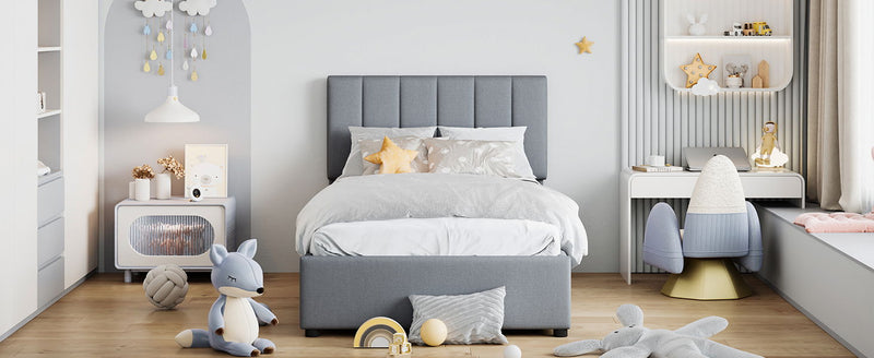 Upholstered Platform Bed With A Hydraulic Storage System - R&R Furniture Gallery (Fountain Valley, CA)