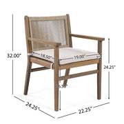 Outdoor Acacia Wood Patio Dining Armchair (Set of 2) - R&R Furniture Gallery (Fountain Valley, CA)