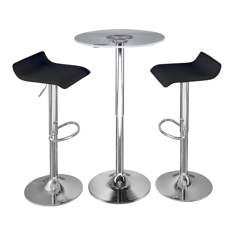 Lumi Source Spyra Ale 3-piece contemporary dining room set with adjustable bar stools and up table, modern design.
