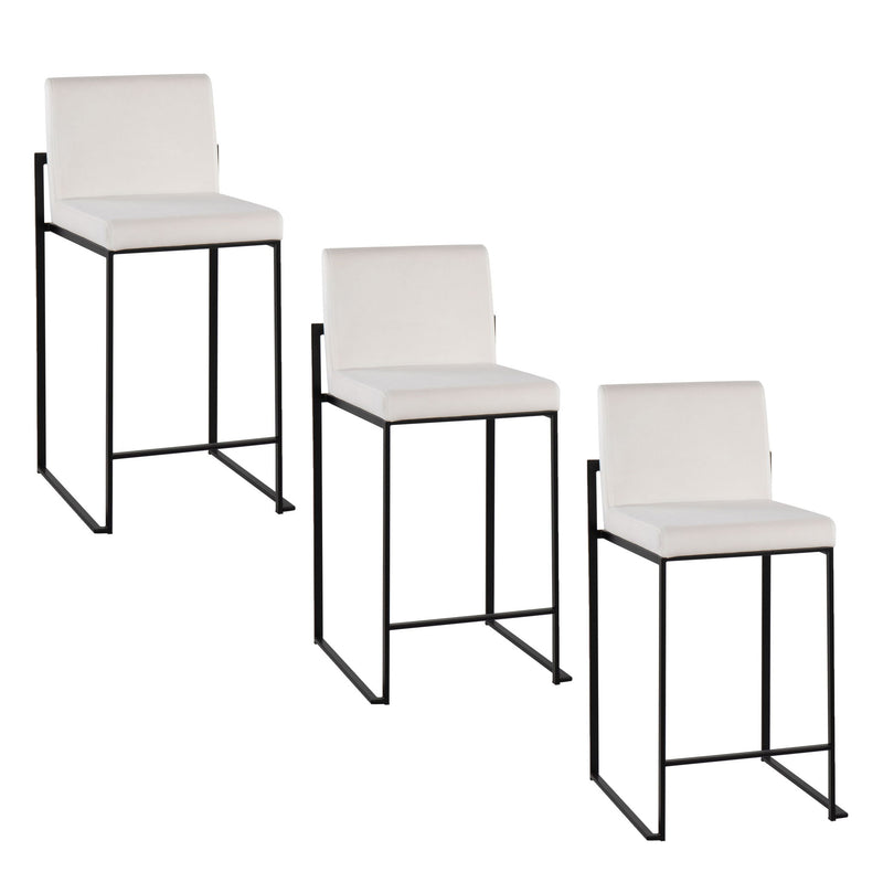 Lumi Source Fuji modern high back counter stool set featuring sleek design and contemporary style, ideal for kitchen or bar area.