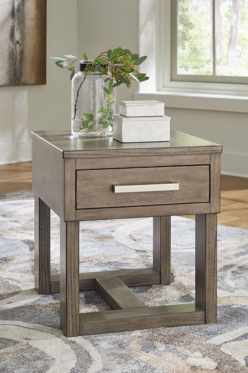 Loyaska - Rectangular End Table - Grayish Brown - R&R Furniture Gallery (Fountain Valley, CA)