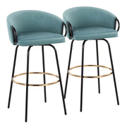 Lumi Source Claire contemporary glam barstools with footrests, set of 2, featuring sleek design and modern style.