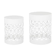 Noble House outdoor metal side table with a sleek, modern design, suitable for patio or garden use.