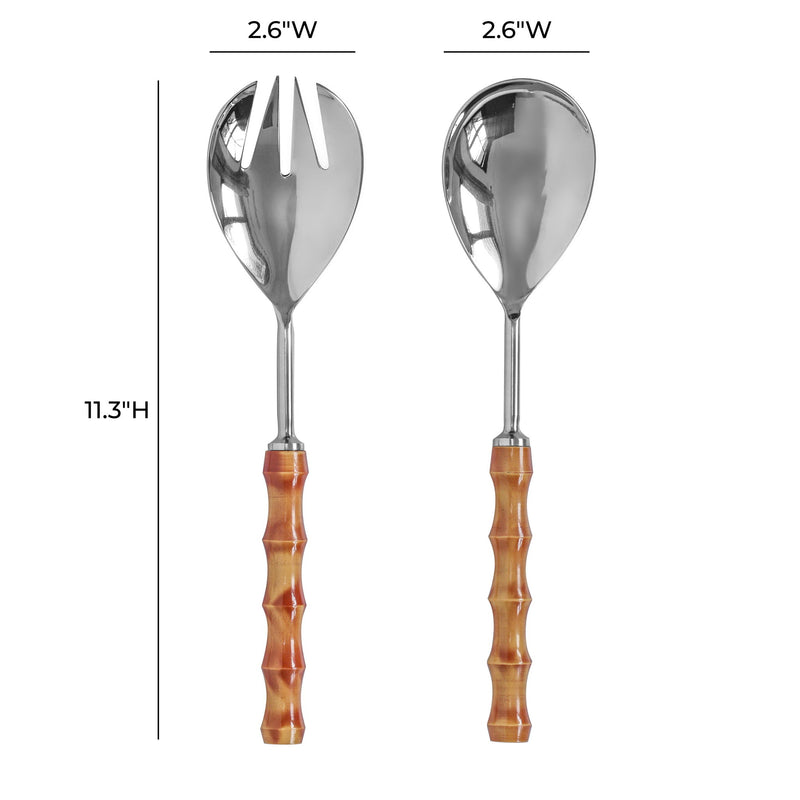 Bamboozled - Stainless Steel Salad Serving Spoons (Set of 2) - Pearl Silver - R&R Furniture Gallery (Fountain Valley, CA)