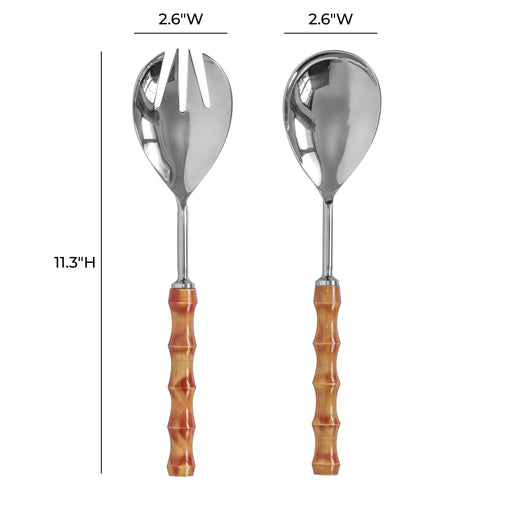 Bamboozled - Stainless Steel Salad Serving Spoons (Set of 2) - Pearl Silver - R&R Furniture Gallery (Fountain Valley, CA)