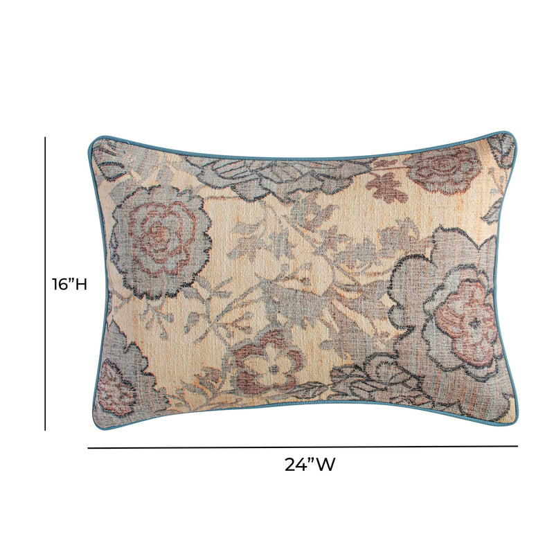TOV Furniture Taman 24-inch cotton throw pillow with spring floral pattern for accent decor