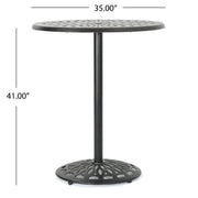 Elegant Cast Aluminum Round Bar Table With Romantic Filigree Design - Copper - R&R Furniture Gallery (Fountain Valley, CA)