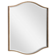 Uttermost Cerise gold wall mirror with a sleek, circular frame hanging on a modern wall.