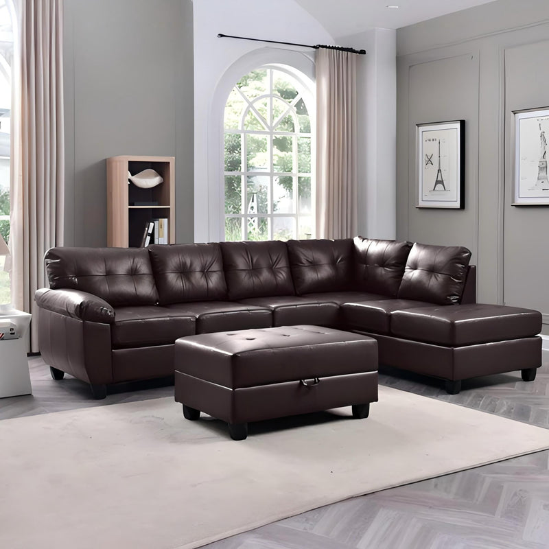 Glory Furniture Gallant stationary sectional sofa with plush cushions and modern design, shown in a spacious living room setting.