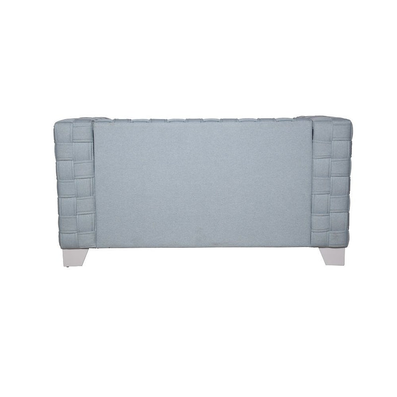 Saree - Loveseat - Light Teal Chenille & White - R&R Furniture Gallery (Fountain Valley, CA)