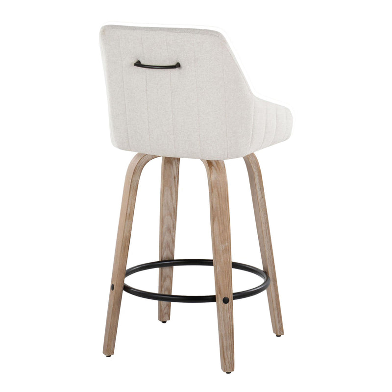 Lumi Source Hannah set of 2 transitional fixed height counter stools with swivel and round footrest, featuring modern design.