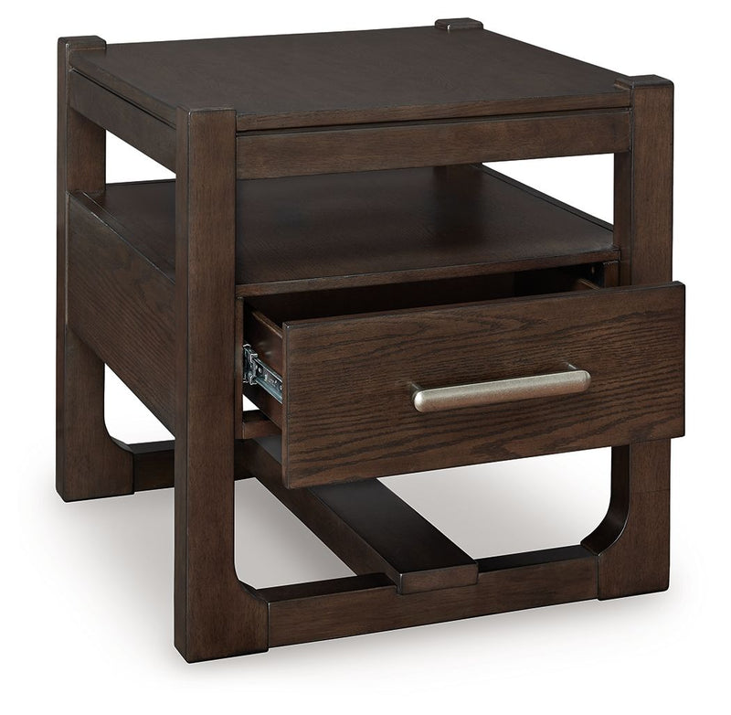 Breckington - Square End Table - Dark Brown - R&R Furniture Gallery (Fountain Valley, CA)