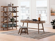 Signature Design by Ashley brown 3-piece home office set with desk, chair, and bookcase, perfect for stylish workspace organization.