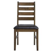 Damica - Side Chair (Set of 2) - Brown Synthetic Leather & Walnut - R&R Furniture Gallery (Fountain Valley, CA)