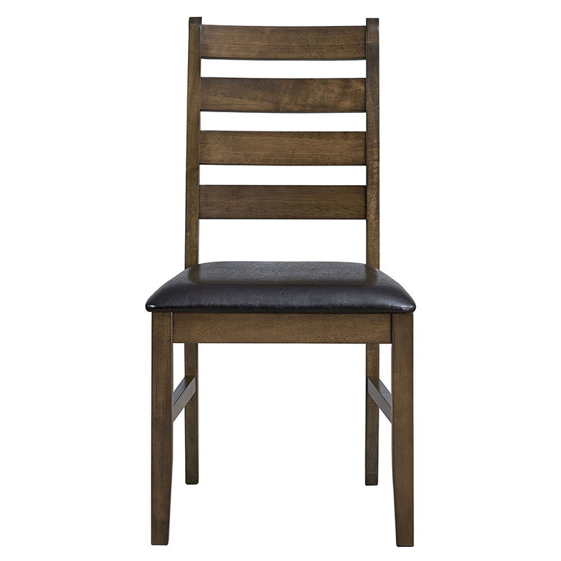 Damica - Side Chair (Set of 2) - Brown Synthetic Leather & Walnut - R&R Furniture Gallery (Fountain Valley, CA)