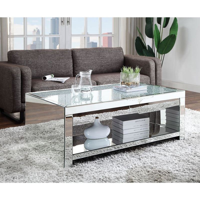 Noralie - Coffee Table - Clear Glass, Mirrored & Faux Diamonds - R&R Furniture Gallery (Fountain Valley, CA)