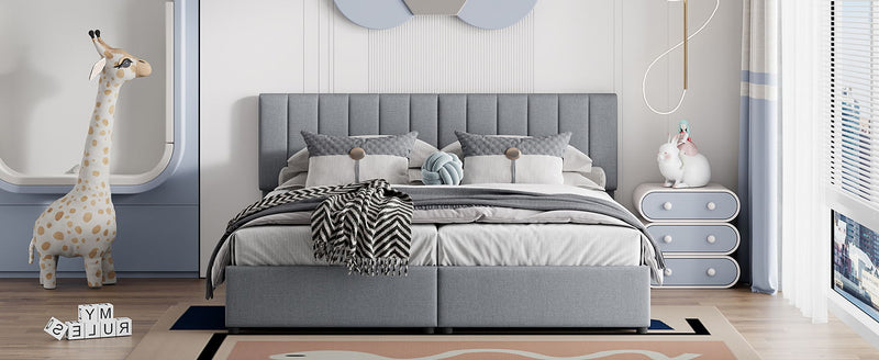 Upholstered Platform Bed With A Hydraulic Storage System - R&R Furniture Gallery (Fountain Valley, CA)