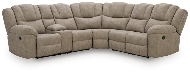 Signature Design by Ashley Pearce-Pike reclining sectional with plush cushions and fabric upholstery in a modern living room setting.