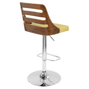 Lumi Source Trevi mid-century modern adjustable barstool with swivel, bar height 28-30 inches, featuring a sleek design and wooden accents.