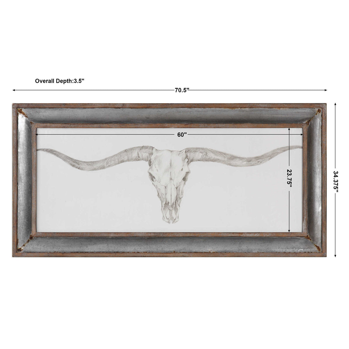 Western Skull Mount - Print - Silver