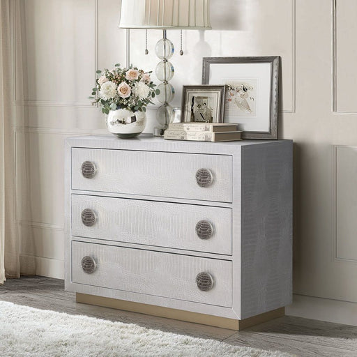 Anpu - Console Cabinet - Silver Faux Crocodile Skin - R&R Furniture Gallery (Fountain Valley, CA)