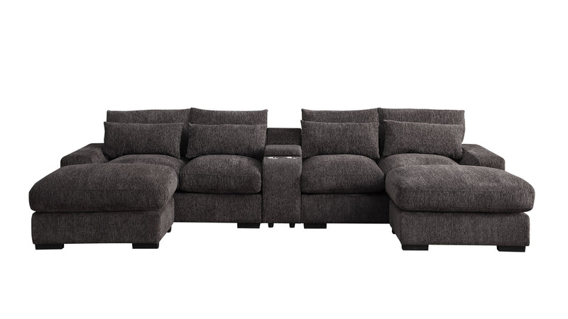 Nyeisha - Piece Upholstered Sofa & Chaise - Coffee - R&R Furniture Gallery (Fountain Valley, CA)
