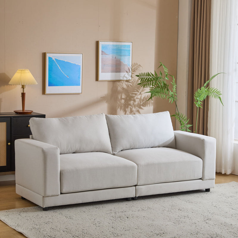 Modern Square Arm Sofa With Soft Fabric Upholstery, Deep Cushions - R&R Furniture Gallery (Fountain Valley, CA)