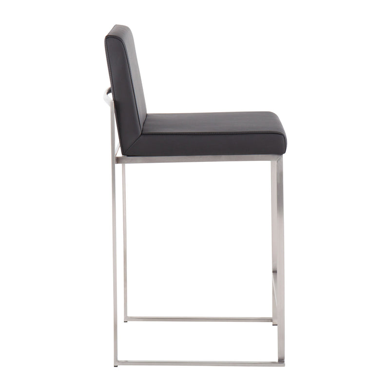 Lumi Source Fuji high back counter stool with contemporary design, featuring wooden legs and a padded seat for modern kitchen or bar use.