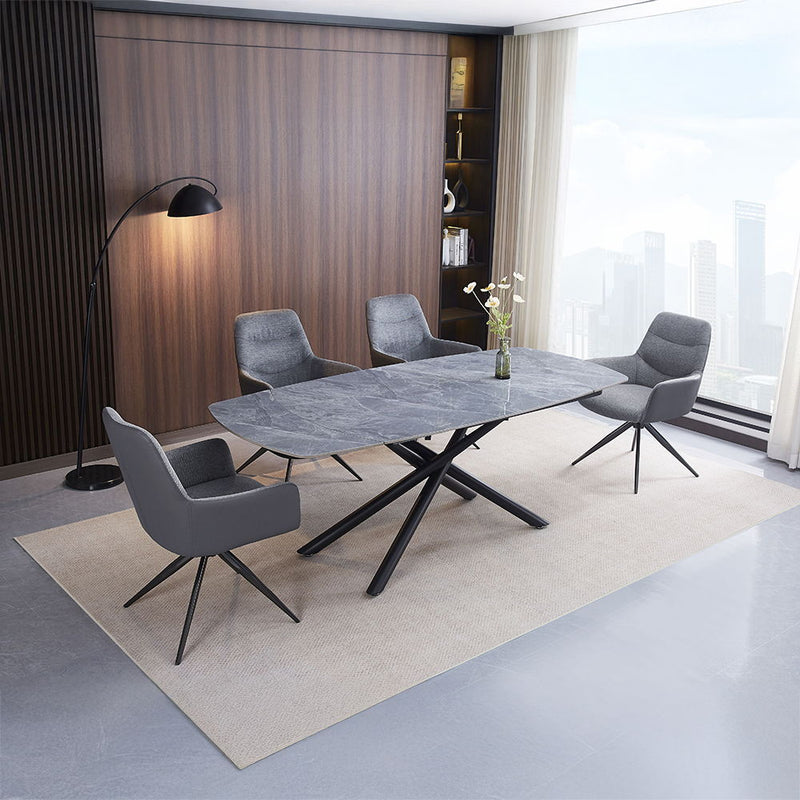 Hester - Ceramic Top Dining Table - Gray & Black - R&R Furniture Gallery (Fountain Valley, CA)