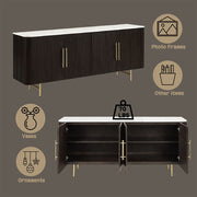 Clayten - Server - White Natural Marble Top & Espresso - R&R Furniture Gallery (Fountain Valley, CA)