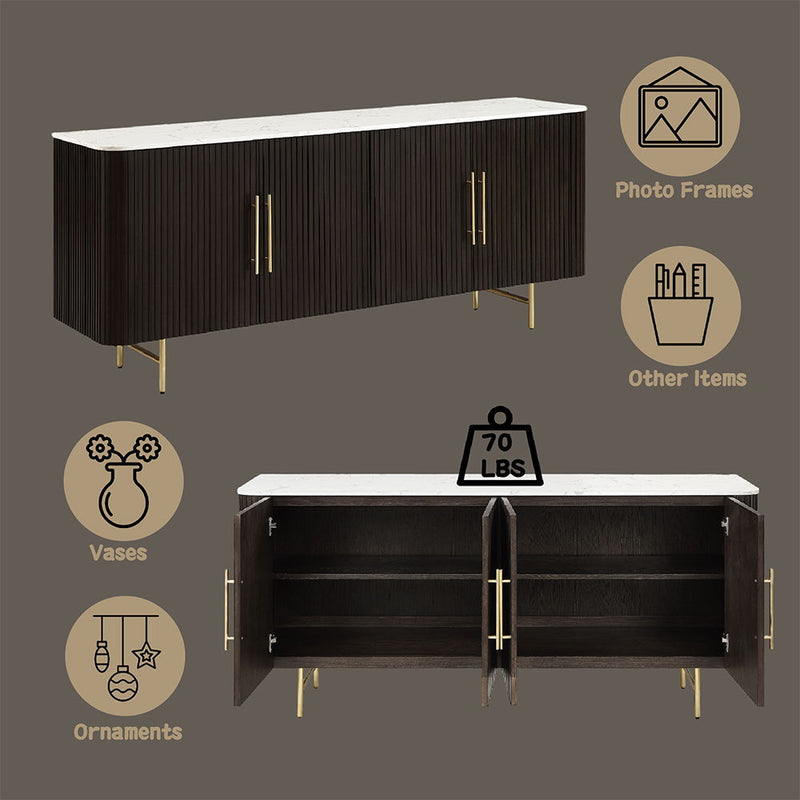 Clayten - Server - White Natural Marble Top & Espresso - R&R Furniture Gallery (Fountain Valley, CA)