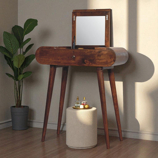 Mini Round Fold Vanity - Chestnut - R&R Furniture Gallery (Fountain Valley, CA)