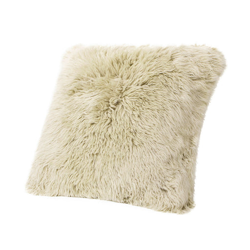 Astrid - Square New Zealand Sheepskin Accent Throw Pillow Cover With Feather Insert - Taupe / Natural - R&R Furniture Gallery (Fountain Valley, CA)