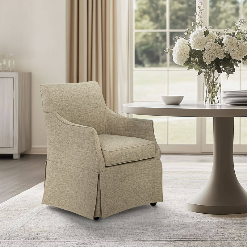 London - Upholstered Skirted Dining Arm Chair - R&R Furniture Gallery (Fountain Valley, CA)