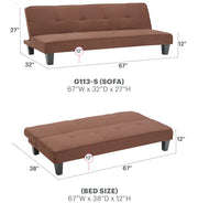 Glory Furniture Alan futon sofa bed with modern design, featuring a plush fabric upholstery and convertible seating for versatile use.