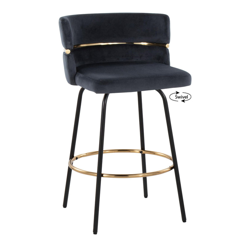Lumi Source Cinch contemporary fixed height counter stool set with swivel, round footrest, sleek design, and modern style.
