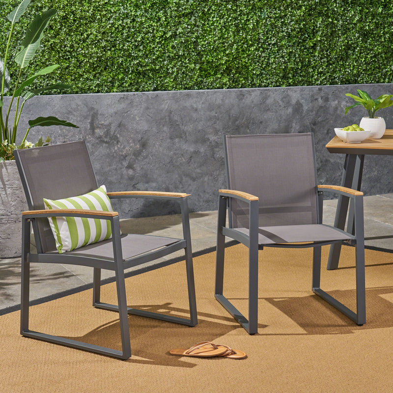 Aresha - Metal Outdoor Dining Armchair (Set of 2) - Gray - R&R Furniture Gallery (Fountain Valley, CA)
