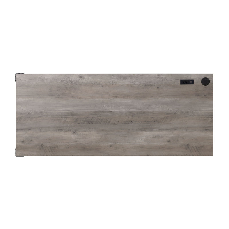 Zakwani - Writing Desk With USB - Gray Oak & Black - R&R Furniture Gallery (Fountain Valley, CA)