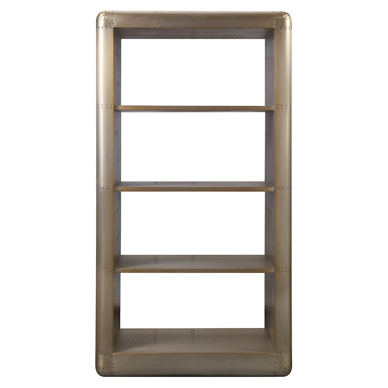 Jennavieve - Bookcase - Gold Aluminum - R&R Furniture Gallery (Fountain Valley, CA)