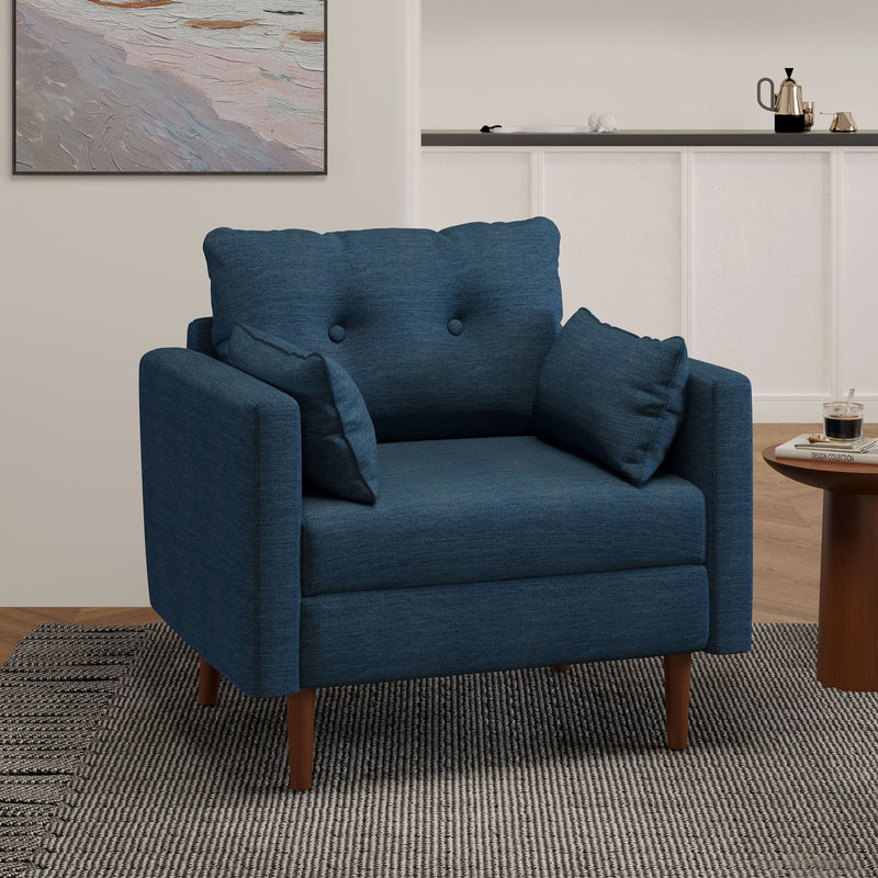 Enchantica - Upholstered Fabric Club Chair With Button Tufted And 2 Accent Pillows - R&R Furniture Gallery (Fountain Valley, CA)