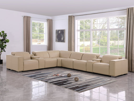 1208 - 8 Piece L Shaped Leather Sectional With 4 Power Recliners & Power Headrests - R&R Furniture Gallery (Fountain Valley, CA)