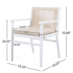 Outdoor Dining Armchair (Set of 2) - Beige / White