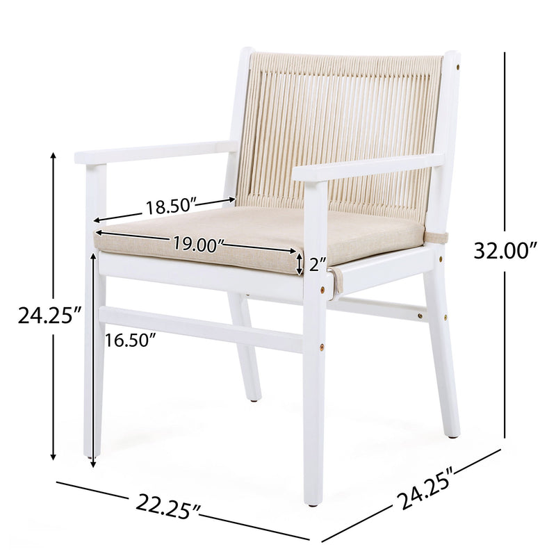 Outdoor Acacia Wood Patio Dining Armchair (Set of 2) - R&R Furniture Gallery (Fountain Valley, CA)