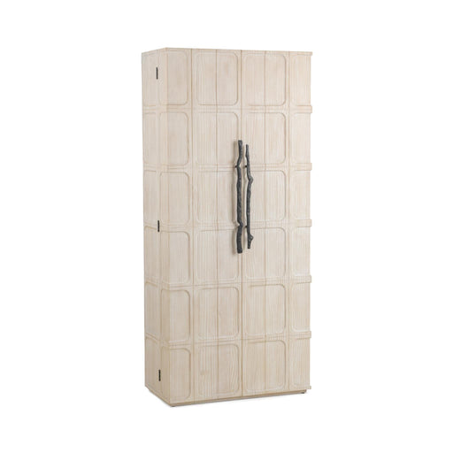 Classic Home Corin tall accent cabinet with wooden finish, featuring multiple doors and storage compartments.