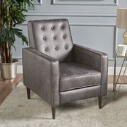 Macedonia - Mid Century Modern Button Tufted Fabric Recliner - Slate - R&R Furniture Gallery (Fountain Valley, CA)