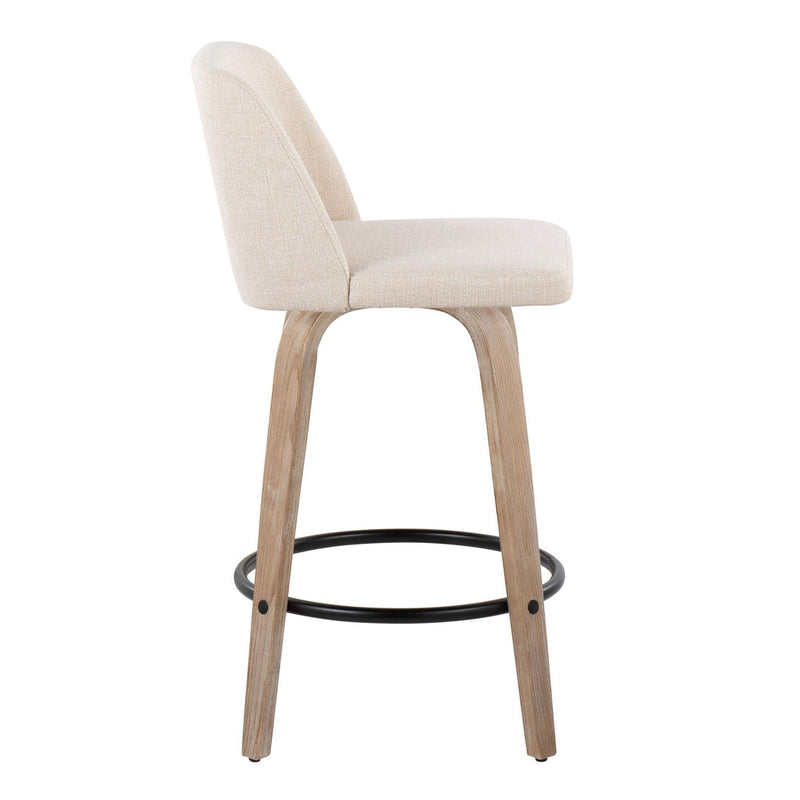Toriano - Contemporary Fixed-Height Counter Stool & Swivel With Round Footrest (Set of 2) - R&R Furniture Gallery (Fountain Valley, CA)